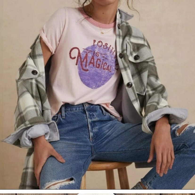 Positivity Is Magical Anthropologie Cotton T Shirt - Nwt